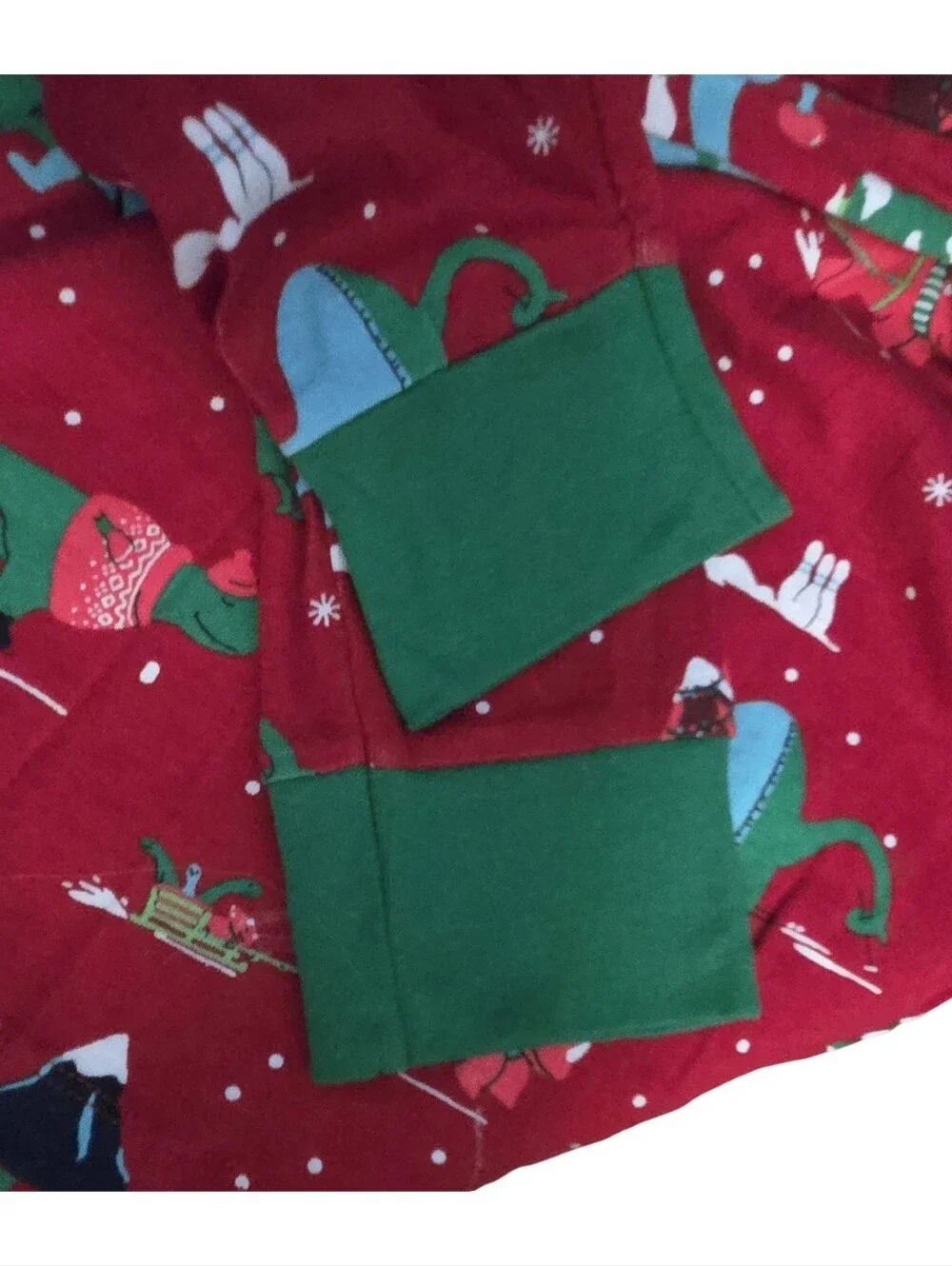 Men's Red Holiday Dinosaur Print Jammie Shirt Sweater Holiday Christmas Size L
